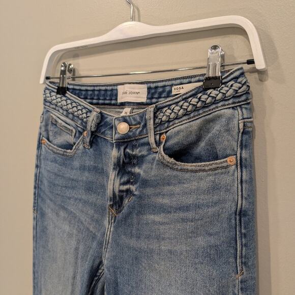 Dear John Jeans Flare Braided Waist Low Cut Western Rock Unique - Size 25 - Picture 3 of 8